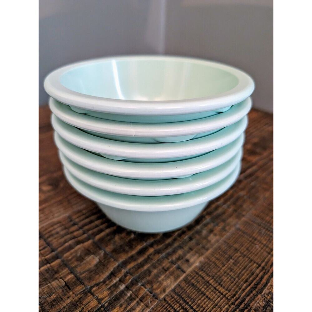 Vintage Melamine Arrowhead Brand Mint Green Bowls Set Of 6 Stackable Kitchen